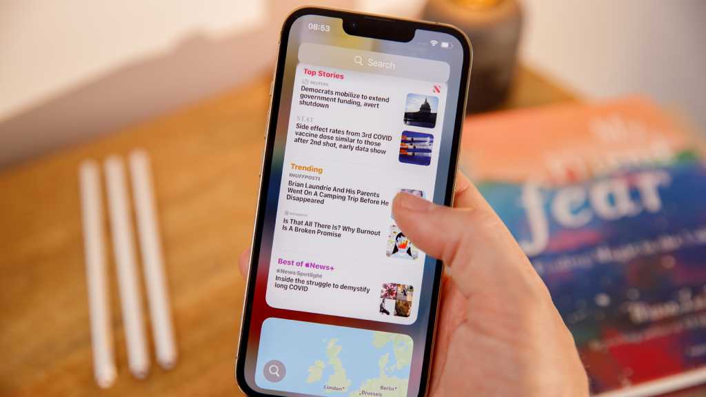 iPhone 13 Pro showing top stories from Apple News